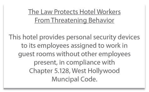 West Hollywood CA Housekeeper Protection Notice - Acrylic - 4 Pk