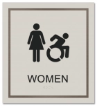 Women's ADA Restroom Sign w/Female & Dynamic ISA Symbols