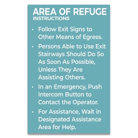 Area of Refuge Instructions Sign