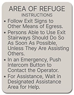 Area of Refuge Instructions Sign