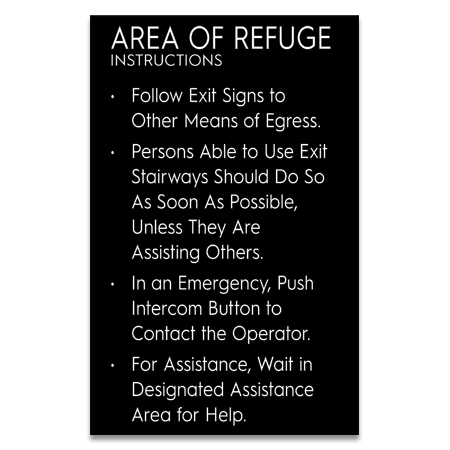 Area of Refuge Instructions Sign