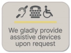 Assistive Devices Upon Request Sign w/Symbols