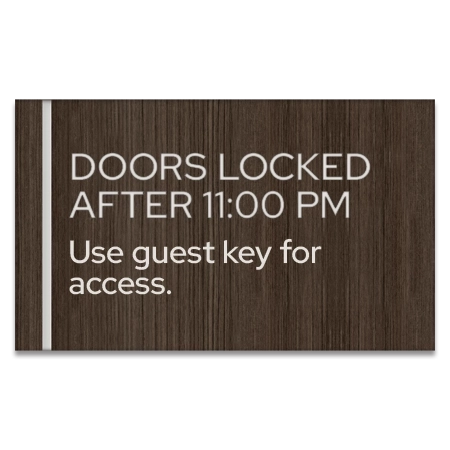 "Doors Locked...Use Guest Key For Access" Sign