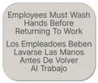 "Employees Must Wash Hands..." Sign w/Spanish