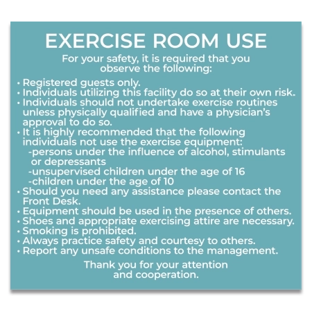 Exercise Room Use Sign