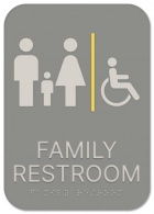 Family Restroom Sign w/Unisex & ISA Symbols