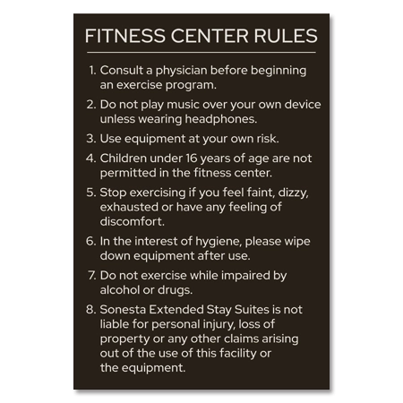Fitness Center Rules Sign