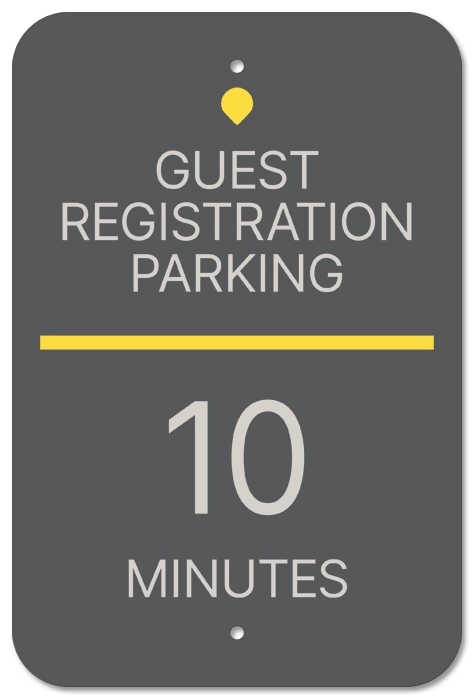 "Guest Registration Parking" Parking Sign