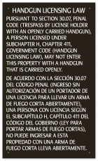 Handgun Licensing Law Sign (30.07) - Open Carry