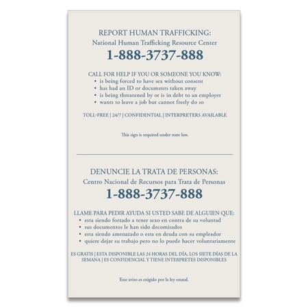 Maryland Large Human Trafficking Notice - Acrylic