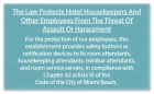 Miami Beach, FL: Housekeeper Protection Notice - Self Adhesive - 8 Pk