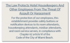 Miami Beach, FL: Housekeeper Protection Notice - Self Adhesive - 8 Pk