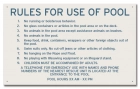 Mobile County, Alabama Pool Rules Sign
