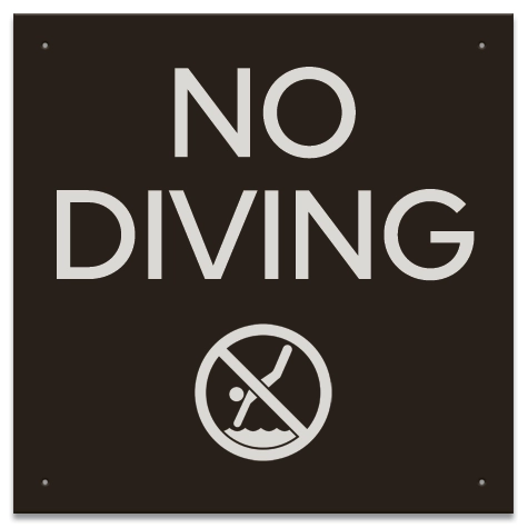 No Diving Sign w/ Symbol