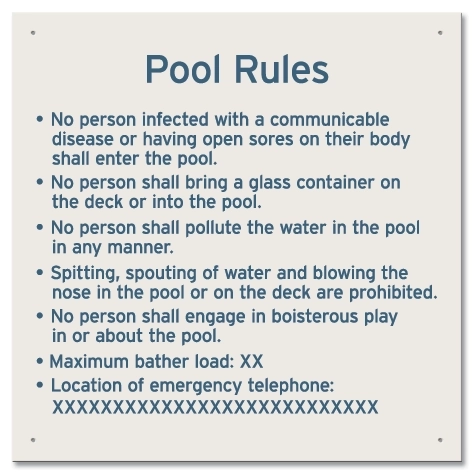 Ontario Canada Pool Rules Sign