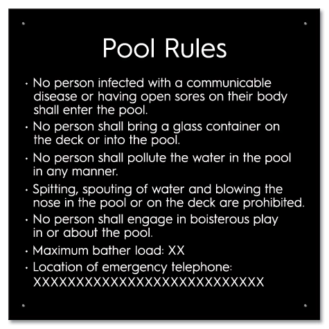 Province Pool Rules Sign - Ontario Compliant: Canada