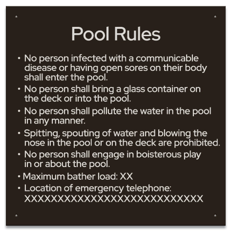 Province Pool Rules Sign - Ontario Compliant: Canada