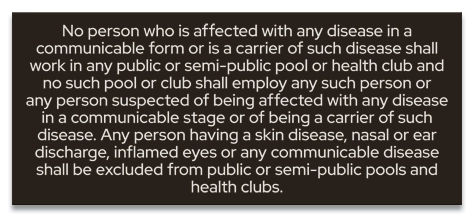 State Pool Sign - Communicable Disease - Virginia Compliant