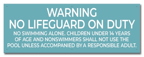 State Pool Sign - No Lifeguard - Indiana Compliant