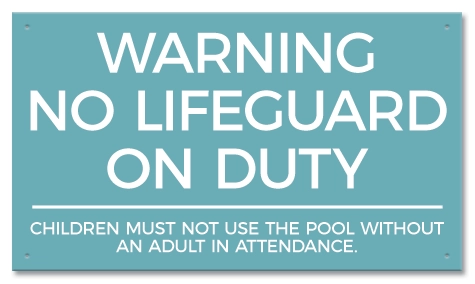 State Pool Sign - No Lifeguard - Minnesota Compliant