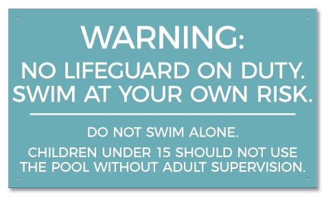 State Pool Sign - No Lifeguard on Duty - Maryland Compliant
