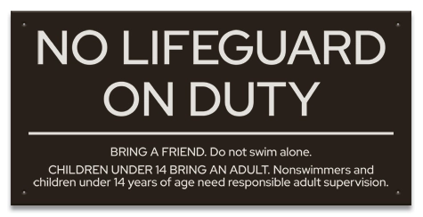 State Pool Sign - No Lifeguard on Duty - Oregon Compliant