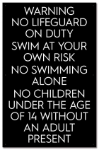 State Pool Sign - No Lifeguard - Virginia Compliant