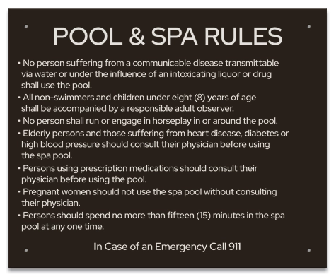 State Pool Sign - Pool and Spa Rules - Wyoming Compliant