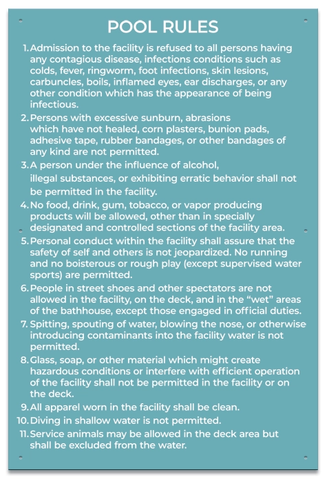 State Pool Sign - Pool Rules - KY Compliant
