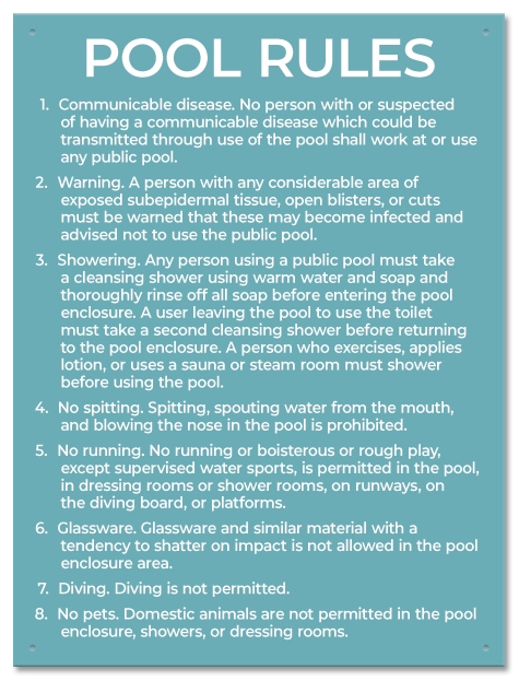 State Pool Sign - Pool Rules - Minnesota Compliant
