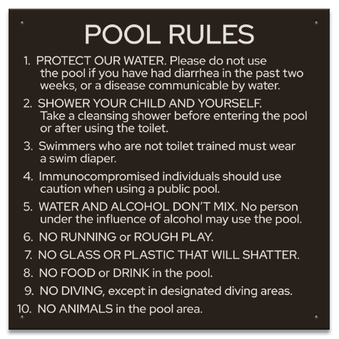 State Pool Sign - Pool Rules - Oregon Compliant