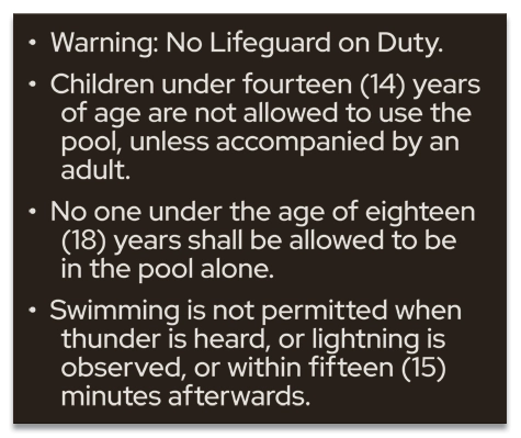 State Pool Sign - Pool Rules - Virginia Compliant