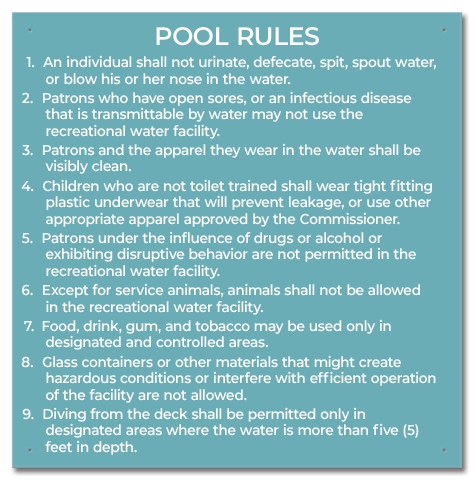 State Pool Sign - Pool Rules - West Virginia Compliant