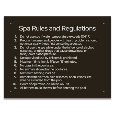 State Pool Sign - Spa Rules - Alabama Compliant