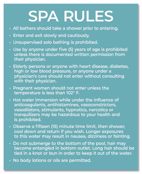 State Pool Sign - Spa Rules - Delaware Compliant