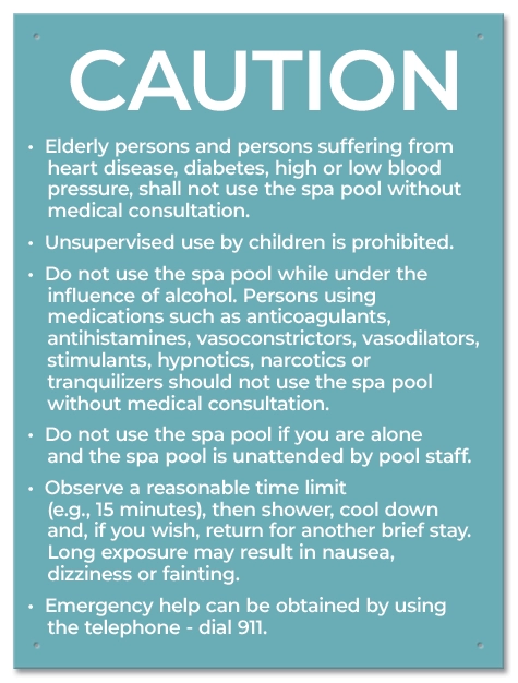 State Pool Sign - Spa Rules - New York City Compliant