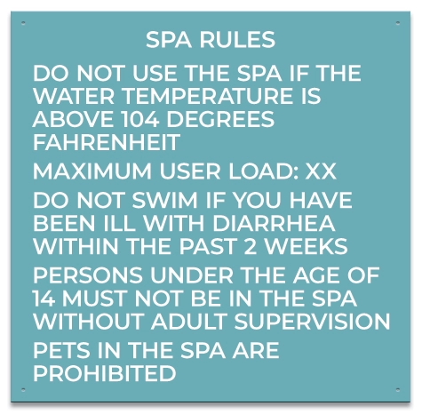 State Pool Sign - Spa Rules - Texas Compliant