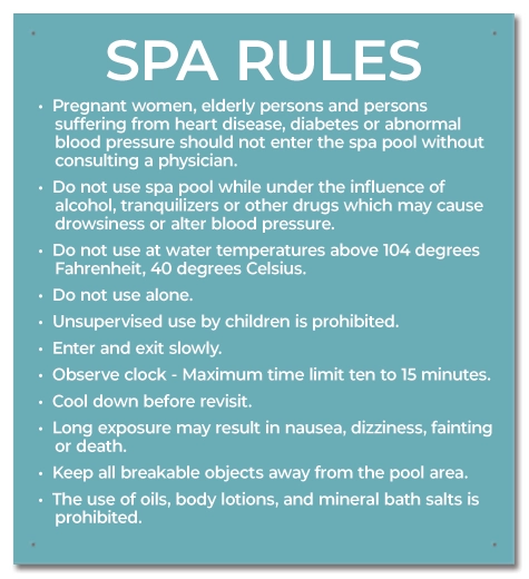 State Pool Sign - Spa Rules - Virginia Compliant