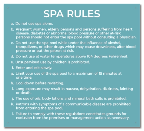 State Pool Sign - Spa Rules - Virginia Compliant