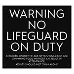 State Pool Sign - Warning No Lifeguard on Duty Sign - Maine Compliant