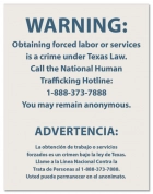 Texas Bilingual Human Trafficking Notice - Acrylic