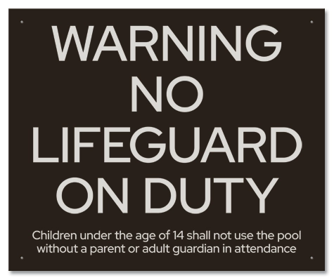 Warning No Lifeguard on Duty Sign