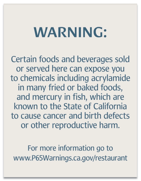 Warning Sign: Foods and Beverages