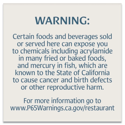Warning Sign: Foods and Beverages