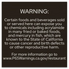 Warning Sign: Foods and Beverages