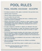 Washington DC Pool Rules with Hours Sign