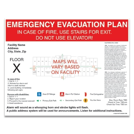 CA Guest Room Evac Map w/Large Header - Small Landscape
