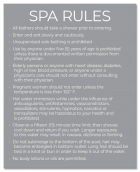 Delaware Spa Rules Warning Sign