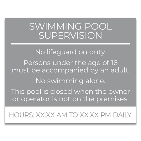 Guest Room Pool Supervision Sign - NJ Compliant