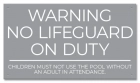 Minnesota No Lifeguard On Duty Warning Sign